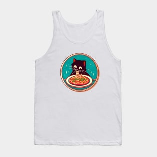 Black Cat Slurpin' Some Noods Tank Top